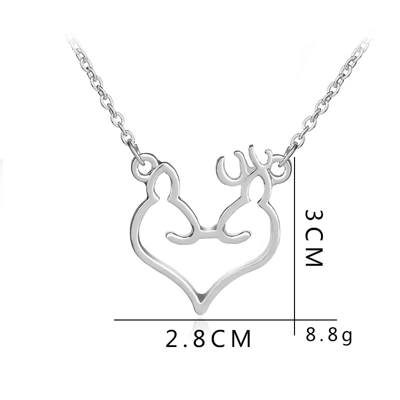 

Love heart Elk Head Small Fresh Art Elf Antlers pendant Necklace Animal Fox Christmas Deer Necklace Lucky Amulet Jewelry