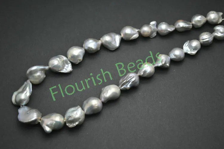 Серебристо-серый цвет пресной воды жемчужные бусины в стиле барокко Fit градуированное ожерелье изготовление ювелирных изделий