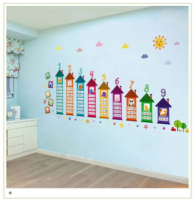  3d children's Stickers on the wall for kids room decoration Decals Multiplication Table Alphabet stickers home decor mural (11)
