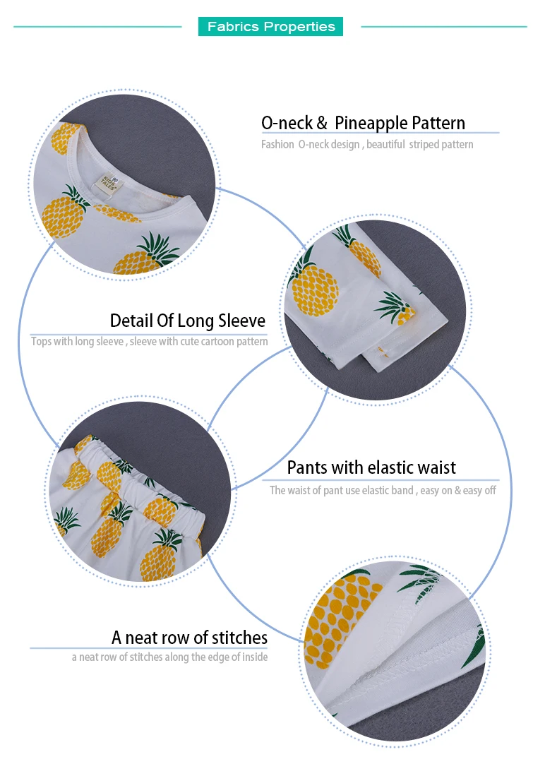 ST326 Новинка весны Осенняя Детская одежда Детские пижамы с длинным рукавом с принтом ананаса комплект одежды для мальчиков и девочек От 2 до 7 лет