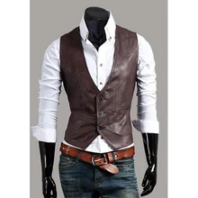 Zogaa 2019 Autumn Colete Business Casual Style Pure Color Leather Suits Blazer Vest Gilet Men Waistcoat Men Slim Casual Vest Men