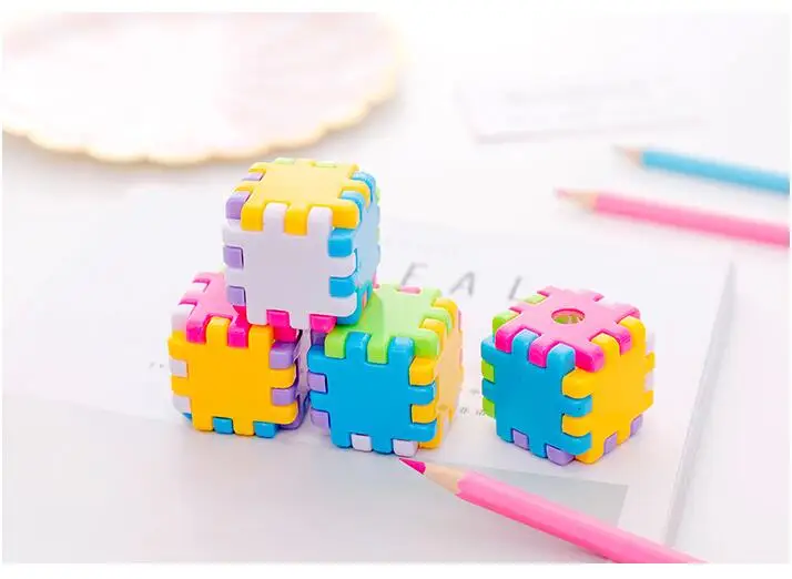 Apontador de Lápis Lote Novo Bonito Rubik Cubo Kawaii Desenhos Animados Coréia Papelaria Escritório Cshool Suprimentos Presente G193 48 Pçs - 2 apontador de lápis kawaii desenhos animados coréia