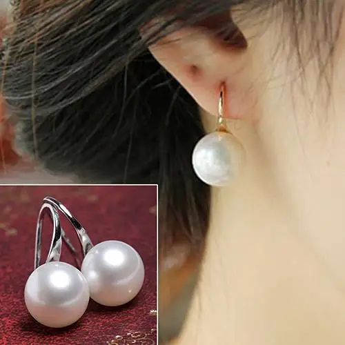 

Women Imitation Faux Pearls Ball Hook Dangle Earrings Bridal Wedding Party Gift Jewelry