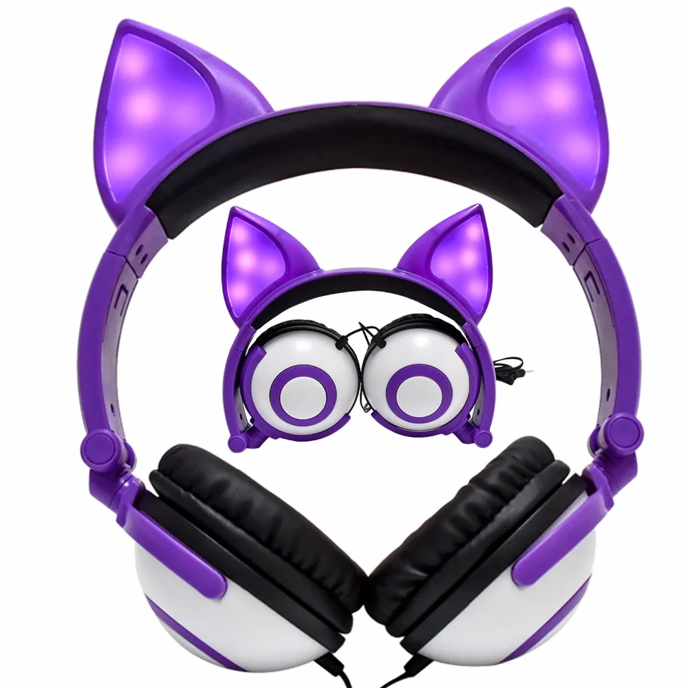 E0071 fox ear headphone purple