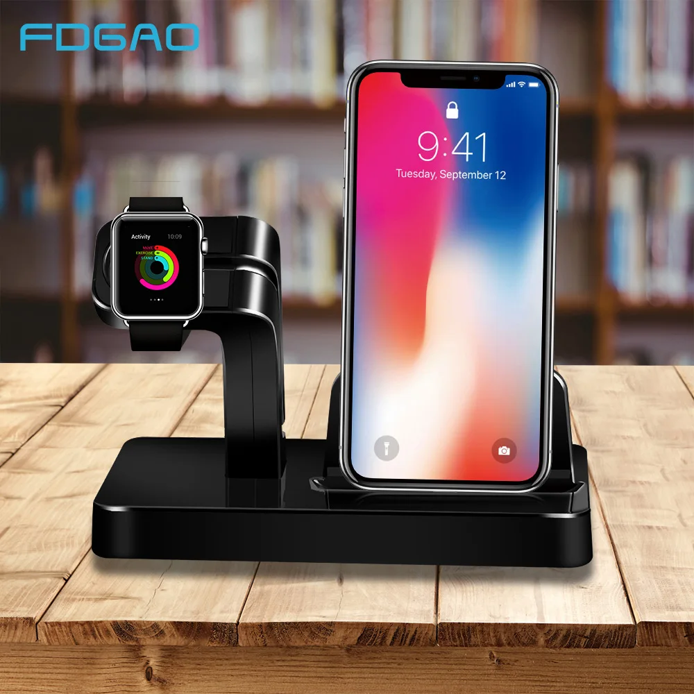 

FDGAO 3 in 1 Charging Dock Phone Holder For iPhone XS XR 8 8 Plus 7 6 6s USB Charging Stand Dock Station For Apple Watch 4 3 2 1
