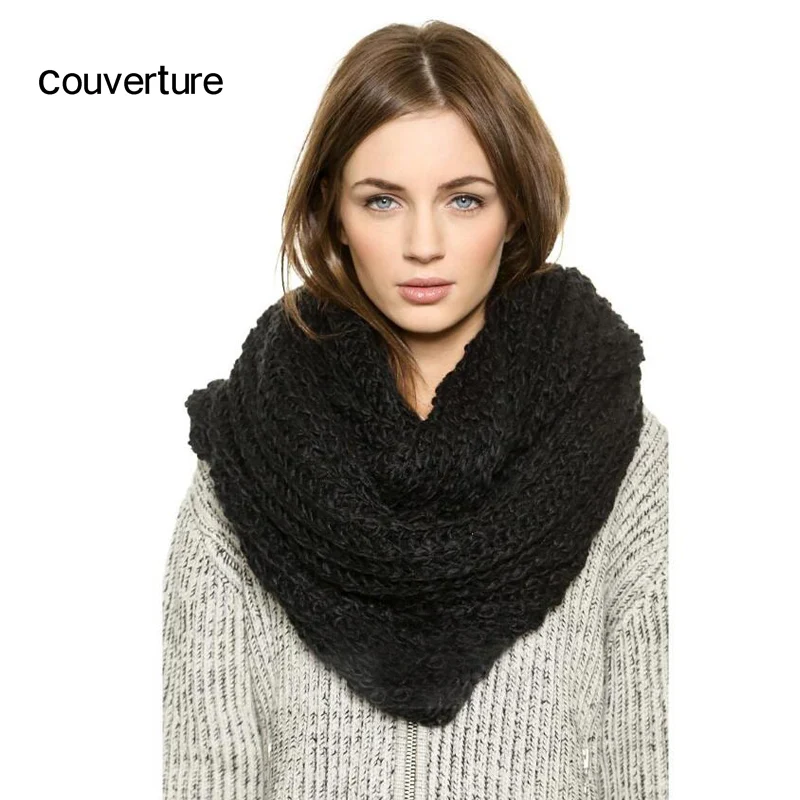 

Couverture Ring Circle Scarf Women Winter Infinity Scarves Neck Circle Solid Scarf Ladies Warm Autumn Soft Knitted Snood Scarf