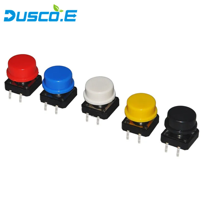 

5 Color Keycap 25Pcs Tactile Button Switch Momentary 12*12*7.3MM Micro Switch Button Assorted Kit For Arduino Raspberry Pi 3