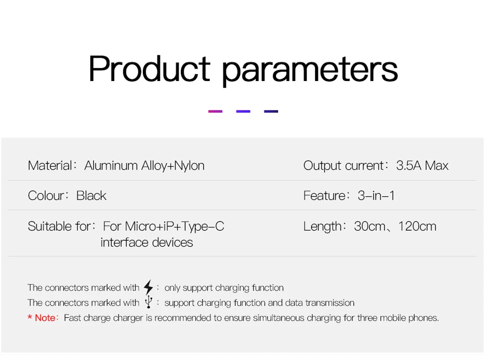 CBAOOO USB кабель 3 в 1 для мобильного телефона Micro usb type C кабель зарядного устройства для iPhone Android зарядный кабель Micro USB шнур зарядного устройства