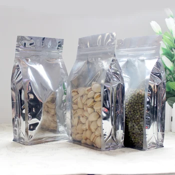 

100pcs stand up pouch yin&yang clear&aluminizing zip lock bags reusable spice powder packaging food Storage tea candy party bag