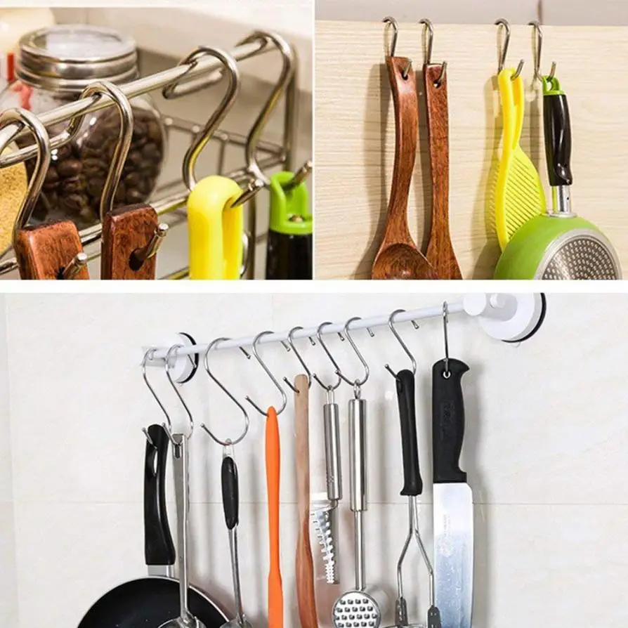 15 Pack S Shaped Hooks Hanging In Polished Metal For Kitchen Bedroom