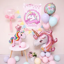 Воздушные шары с днем рождения, воздушные шары с единорогом, набор воздушных шаров с единорогом на день рождения, латексные воздушные шары на день рождения, вечерние детские украшения