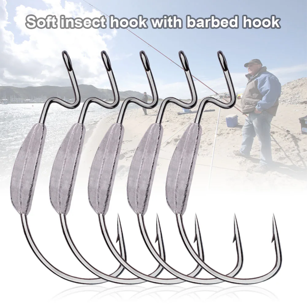 5 Pcs Fishing Hook Barbed Metal Bait Holder Accessories Parts Durable