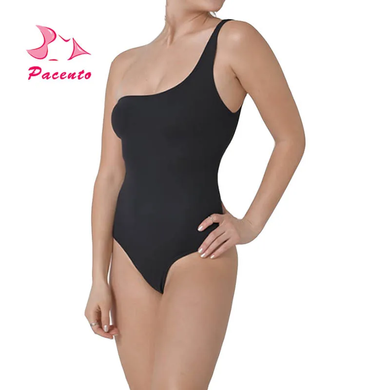 

Pacento Striped One Piece Swimsuit One Shoulder Swimwear Women Push Up Solid Bikini Backless High Leg Bathing Suit 2018 Plavky