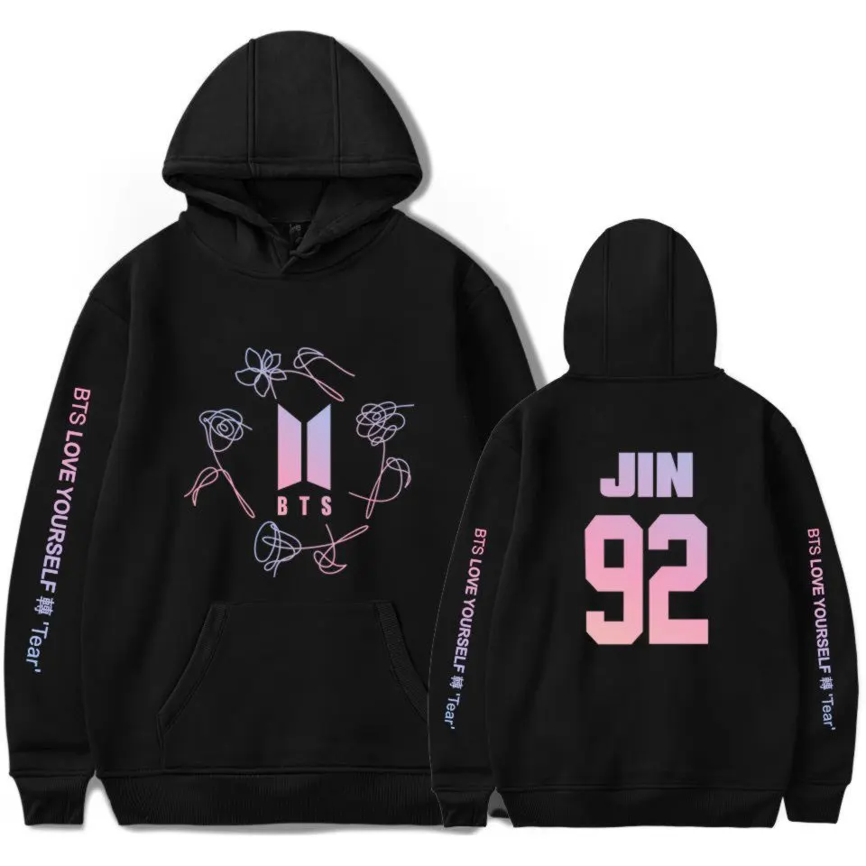 

2019 Hot Kpop Bangtan Boys Love Yourself V ARMY Print Hoodies Sweatshirts Women Fans Sweatshirt Hip Hop Clothes Jungkook