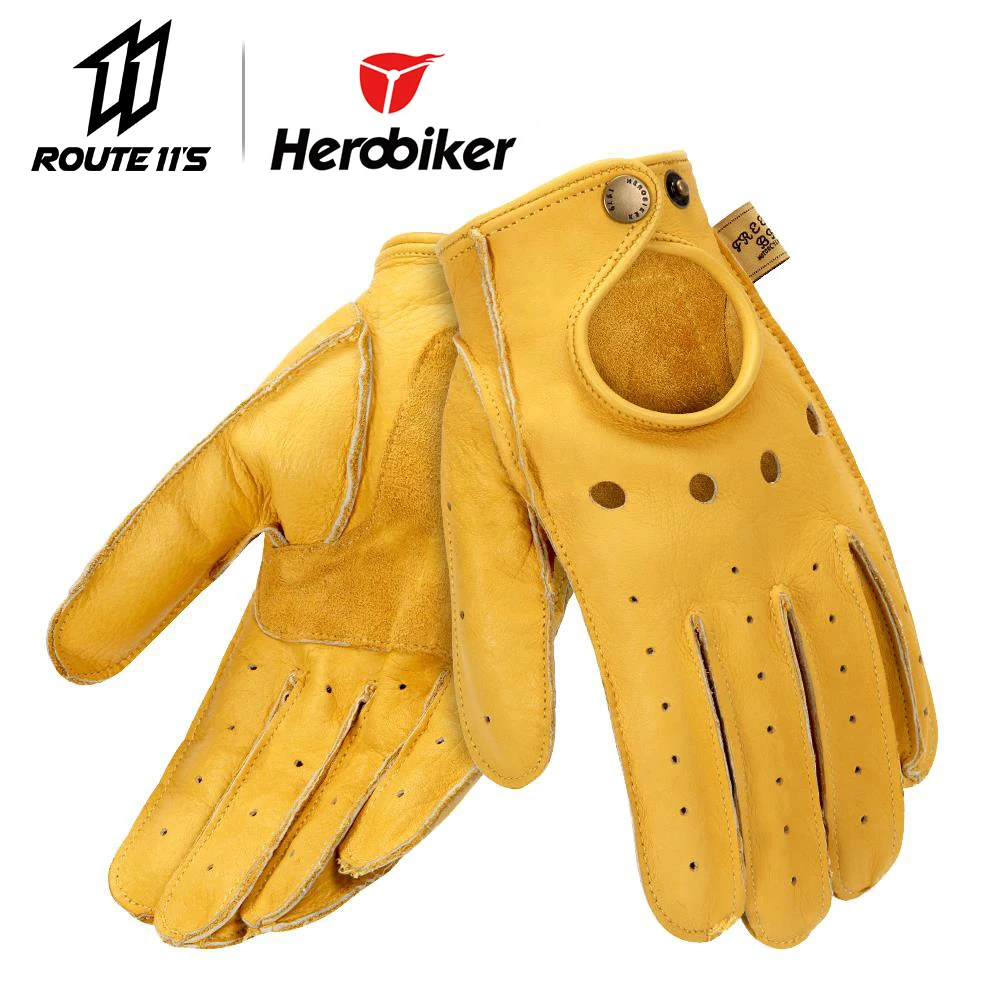 

HEROBIKER Motorcycle Gloves Breathable Leather Guantes Moto Gloves Motorbike Riding Full/Half Finger Motocross Gloves Motorcycle