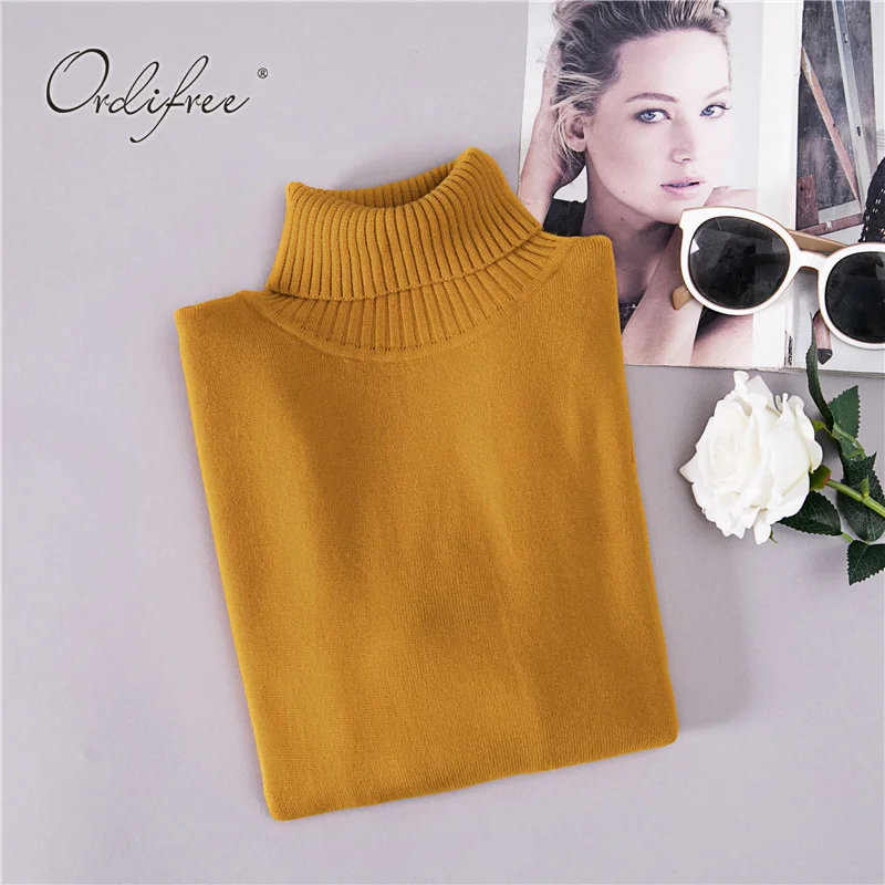 Ordifre 2018 Autumn Winter Jumper Women Sweaters and Pullovers Long Sleeve White Slim Turtleneck Knitted Sweater Pull Femme Ordifre 2018 Autumn Winter Jumper Women Sweaters and Pullovers Long Sleeve White Slim Turtleneck Knitted Sweater Pull Femme
