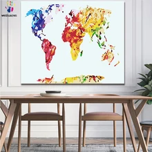 Картина маслом DIY состоит из цифр и цветов. Красочная карта мира Картина маслом можно использовать как украшение для дома