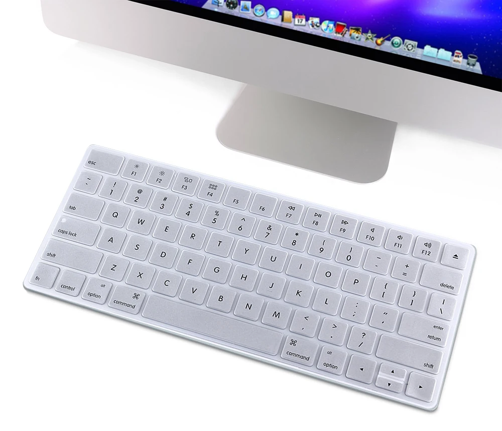 HRH чехол для клавиатуры, силиконовый чехол для клавиатуры, Защитная пленка для Apple Magic Keyboard MLA22B/A версия клавиатуры США - Цвет: Metallic Silver