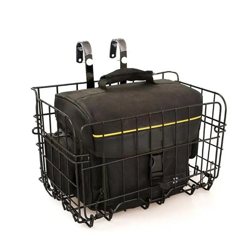 

Foldable Metal Wire Basket Front Bag Rear Hanging Basket For Mountain Bike Folding Bicycle(Black)