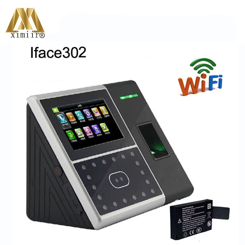 WI-FI TCP/IP RS232/485 устройство записи посещаемости Iface302 отпечаток лица посещаемость времени контроля доступа по отпечаткам с резервной батареей