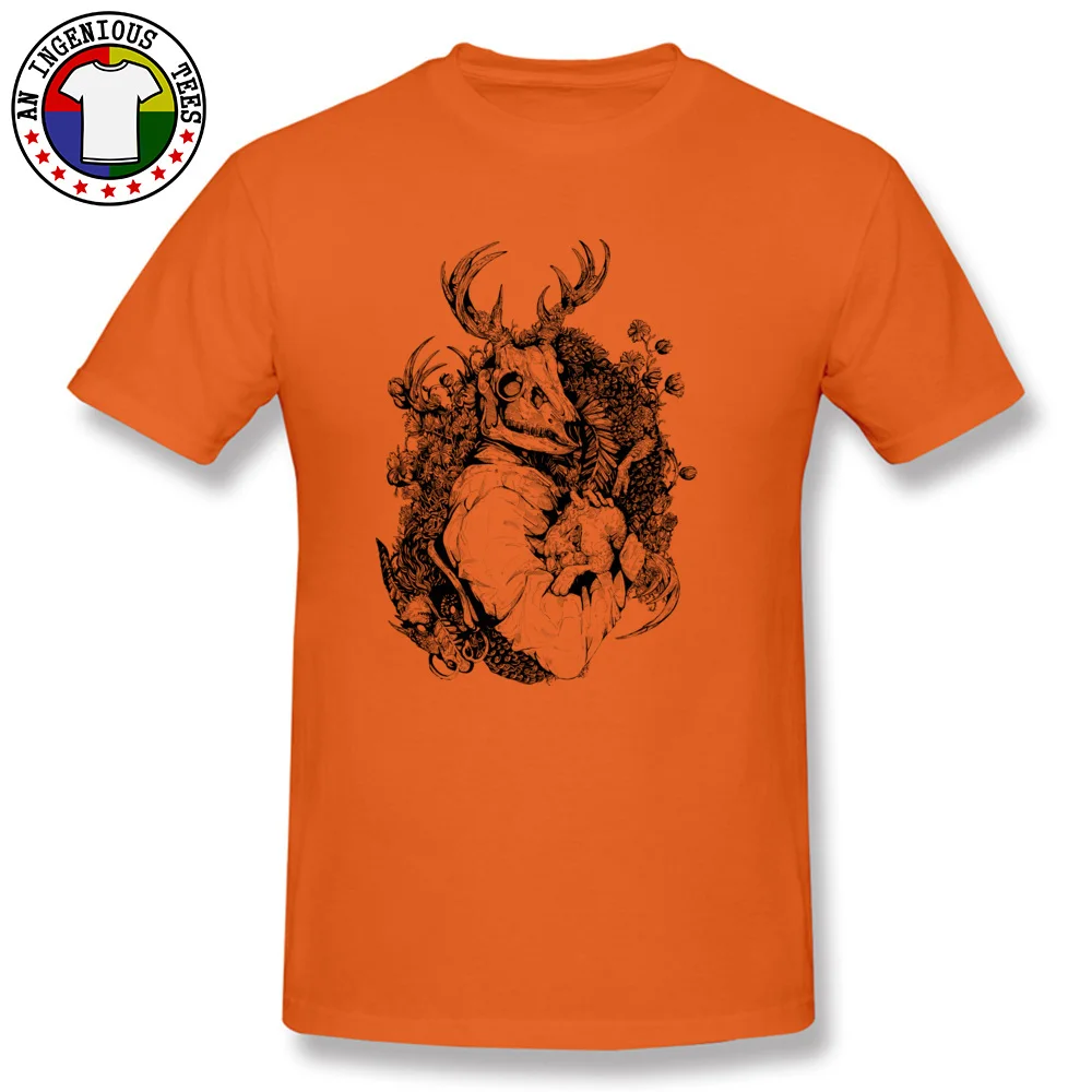 Stag Dragon T-Shirt for Men Geek Fall Tops & Tees Short Sleeve Retro Casual Tee Shirts O Neck Pure Cotton Free Shipping Stag Dragon orange