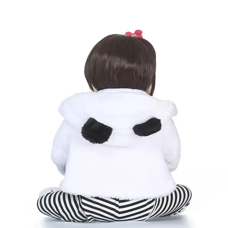 55 см Полный Силиконовые винил возрождается девочка кукла игрушки с Panda 22 дюймов новорожденных Bebe Принцесса Интерактивная кукла-Пупс Ванна