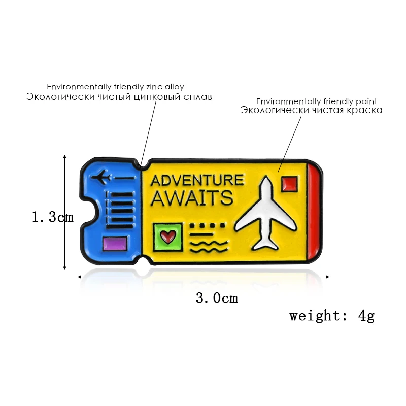 Брошка мультфильм авиалиний билет эмаль штырь камера металлический кулон аксессуар мешочек для украшений Приключения ждёт прекрасные подарки для детей