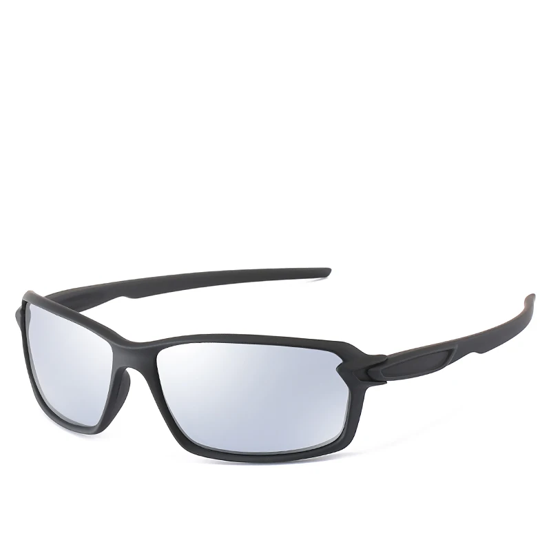Женские Мужские Спортивные поляризованные солнцезащитные очки с коробка для очков Солнцезащитные очки - Цвет линз: Серебристый