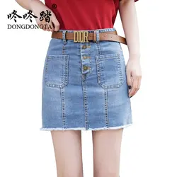 DONGDONGTA 2019 новые летние женские модные джинсы женские мини-юбки Джинсовые юбки длиной выше колена SS-8265