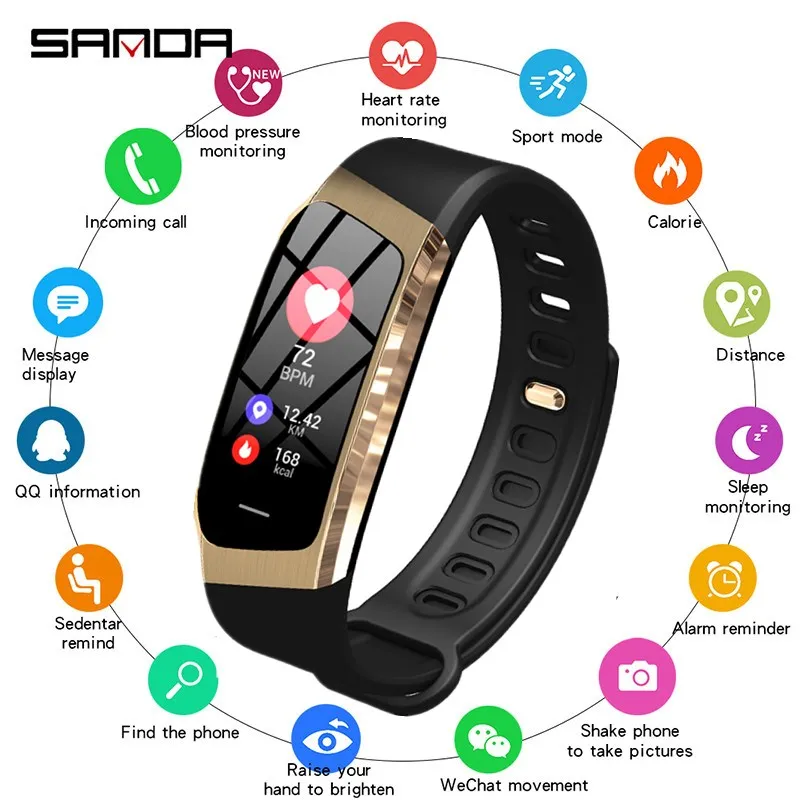 Смарт часы SANDA E18 с пульсометром фитнес трекер Bluetooth для мужчин и женщин смарт