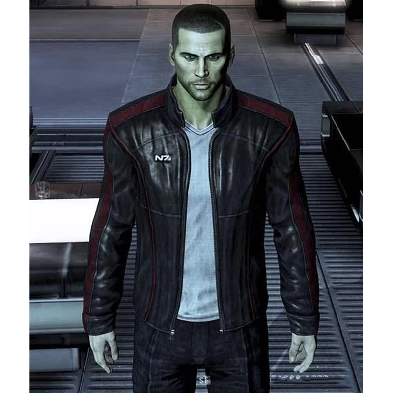 Игра Mass Effect 3 N7, костюм для косплея, коммандер Шепард, Стильная черная куртка на молнии из искусственной кожи, пальто, толстовки, Мужская одежда для мальчиков