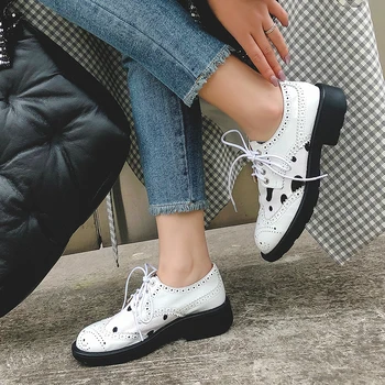 

Spring and Autumn Hot Brock Shoes big size 22-26cm length Genuine Leather Calfskin + horse hair Fashion casual women's pumps