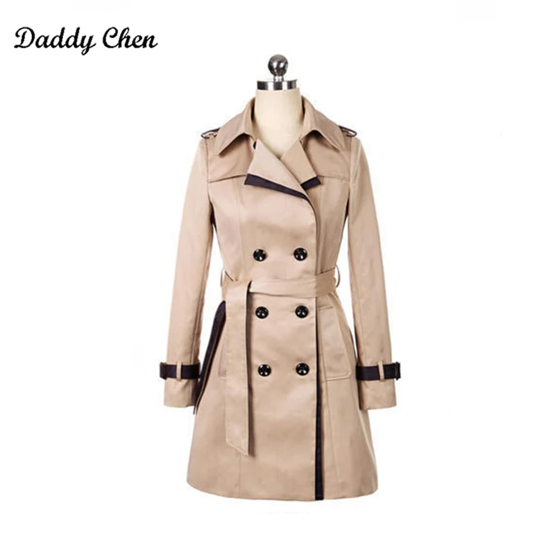2017 Especially long trench coat for women Double Breasted Slim female Wind breaker sashes Outerwear Spring trenchcoat