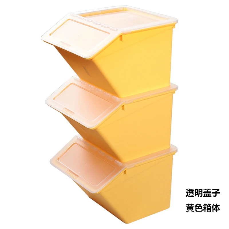 Пластиковая крышка для хранения детская одежда игрушка закуски Флип Крышка для хранения детей коробка для хранения LM7161050 - Color: yellow