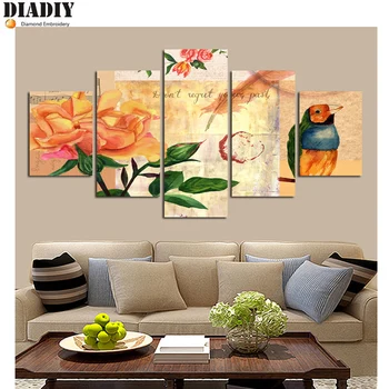 

5pc Full Square&round drill 5D DIY Diamond embroidery flower bird Diamond Painting Cross Stitch Rhinestone Mosaic decor gift