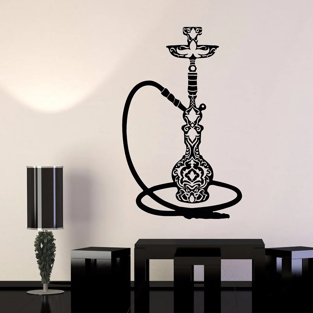 Vinyl Wall Decal Smoke Hookah Smoking Cafe Wall Stickers Shisha Art Mural For Store Shop Window Glass Sign Decor L861