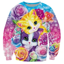 2017 Autumn Newest Men Women fashion Long Sleeve Outerwear high quality Streetwear clothing Kitten Roses 3d