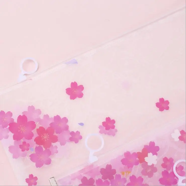 Sharkbang 1PC Pretty Sakura Cherry Blossoms Kawaii A4 File Folder Office Document Organizer Storage Bag School Stationery