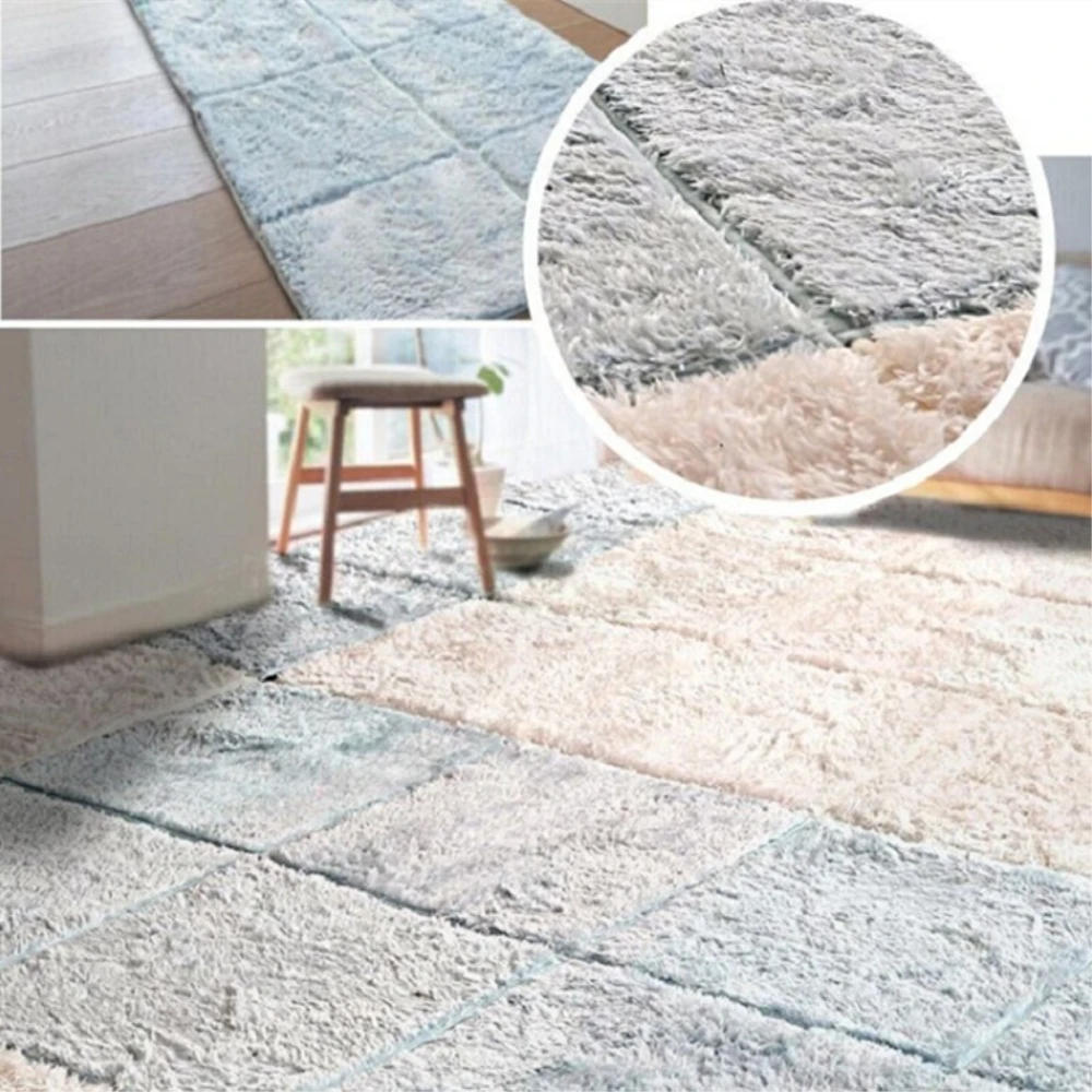 RAYUAN 1pc Polyester Plush Suede Shaggy Carpet DIY Puzzle Mat Warm Soft Area Rug Anti Slip Children Baby Play Mats Playmat