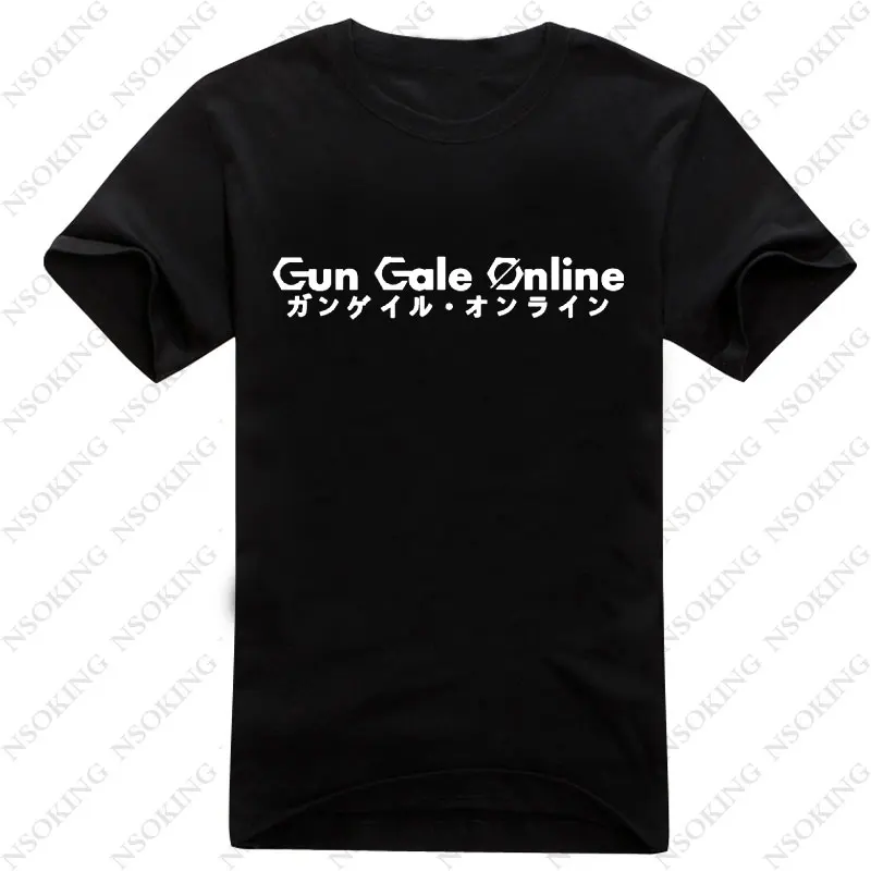 Новая Мужская хлопковая футболка с надписью Gun Gale Online Повседневная короткими