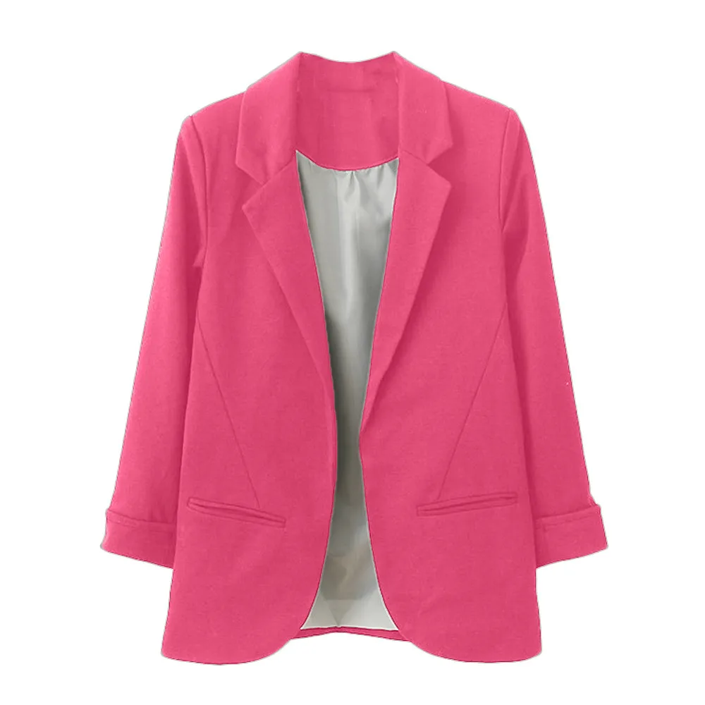 2019 Women's Blazer Pink Long Sleeve Blazers Solid Cardigan Coat Slim Office Lady Jacket Female Tops Suit Blazer Femme Jackets 2019 Women's Blazer Pink Long Sleeve Blazers Solid Cardigan Coat Slim Office Lady Jacket Female Tops Suit Blazer Femme Jackets
