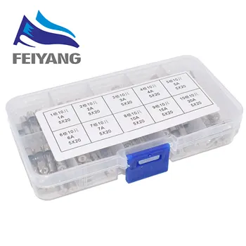 

100Pcs/lot 5x20mm Quick Blow Glass Tube Fuse Assorted Kit Fast Blow Glass Fuses 250V 1A/2A/3A/4A/5A/6A/7A/10A/15A/20A