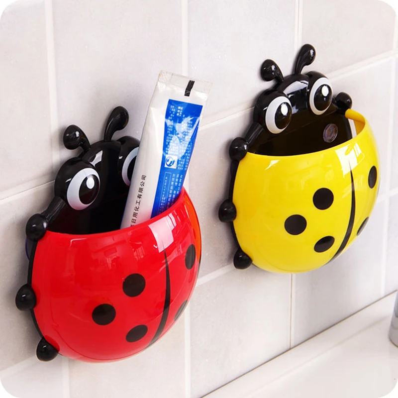 

1PC Ladybug Toy Toothbrush Holder Toothpaste Holder Bath Toy Sets Tooth Brush Container Ladybird Toys For Children Kids Gifts