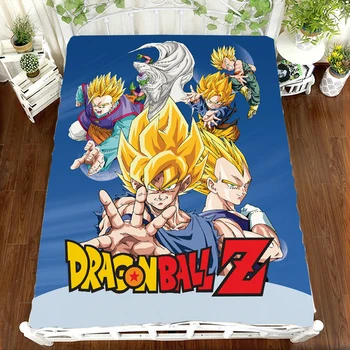 

Anime Dragon Ball Z Super Saiyan Son Goku Flat Sheet 3D Bedding Coverlet Cosplay Cartoon Printing Otaku Kawaii otaku Bed sheets