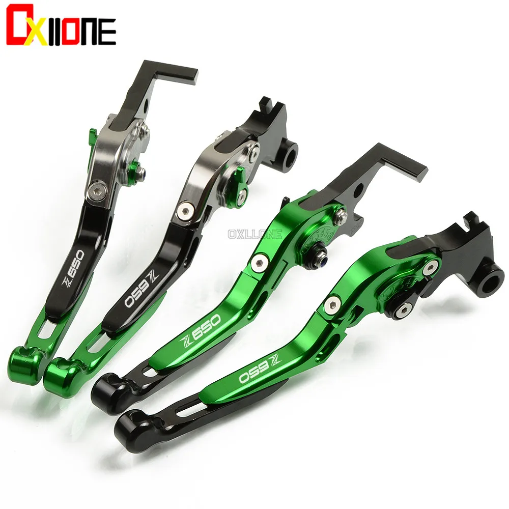 

For KAWASAKI Z650 Z 650 2016 2017 2018 Green&Titanium CNC Aluminum Foldable Extending Motorcycle Brake Clutch Lever
