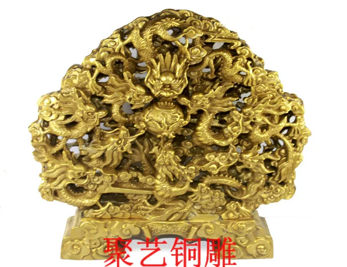 

Bronze sculpture, copper nine dragon wall decoration kowloon-10g beads double faced