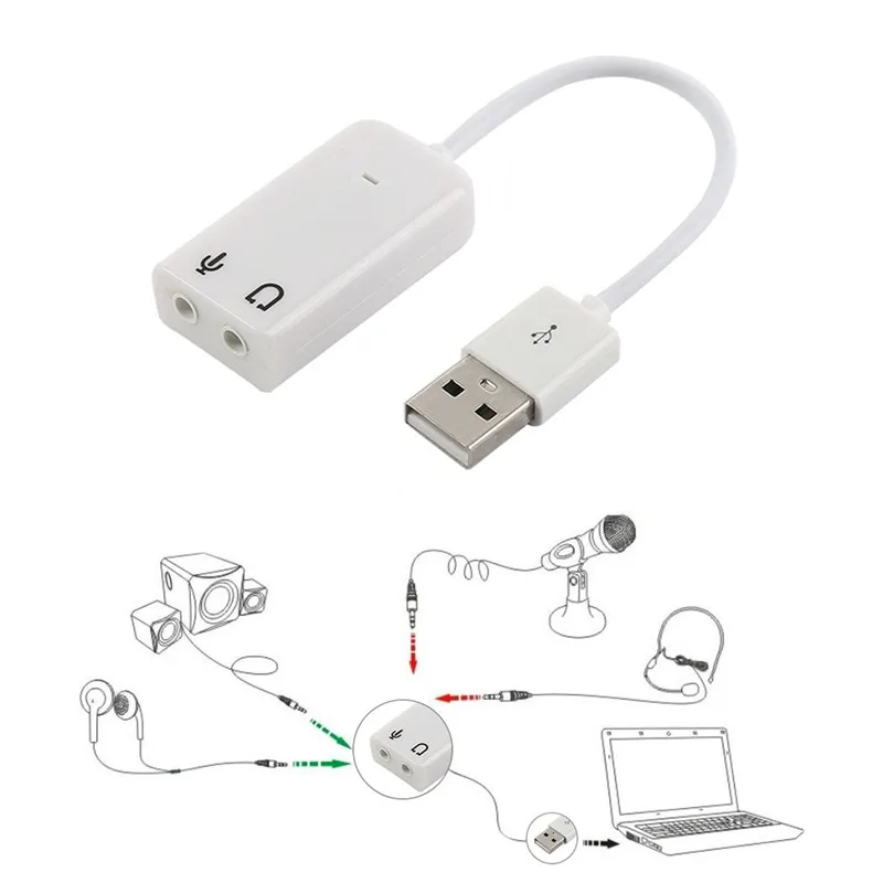 

USB 2.0 Virtual 7.1 Channel Audio External Laptop Headphone Sound Card Adapter