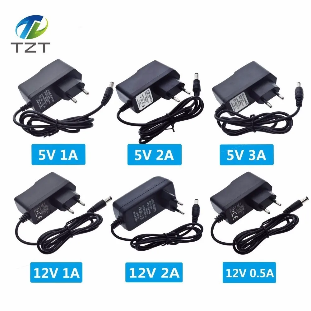

TZT 100-240V AC to DC Power Adapter Supply Charger adapter 5V 12V 1A 2A 3A 0.5A EU Plug 5.5mm x 2.5mm DC Plug DIY WIFI