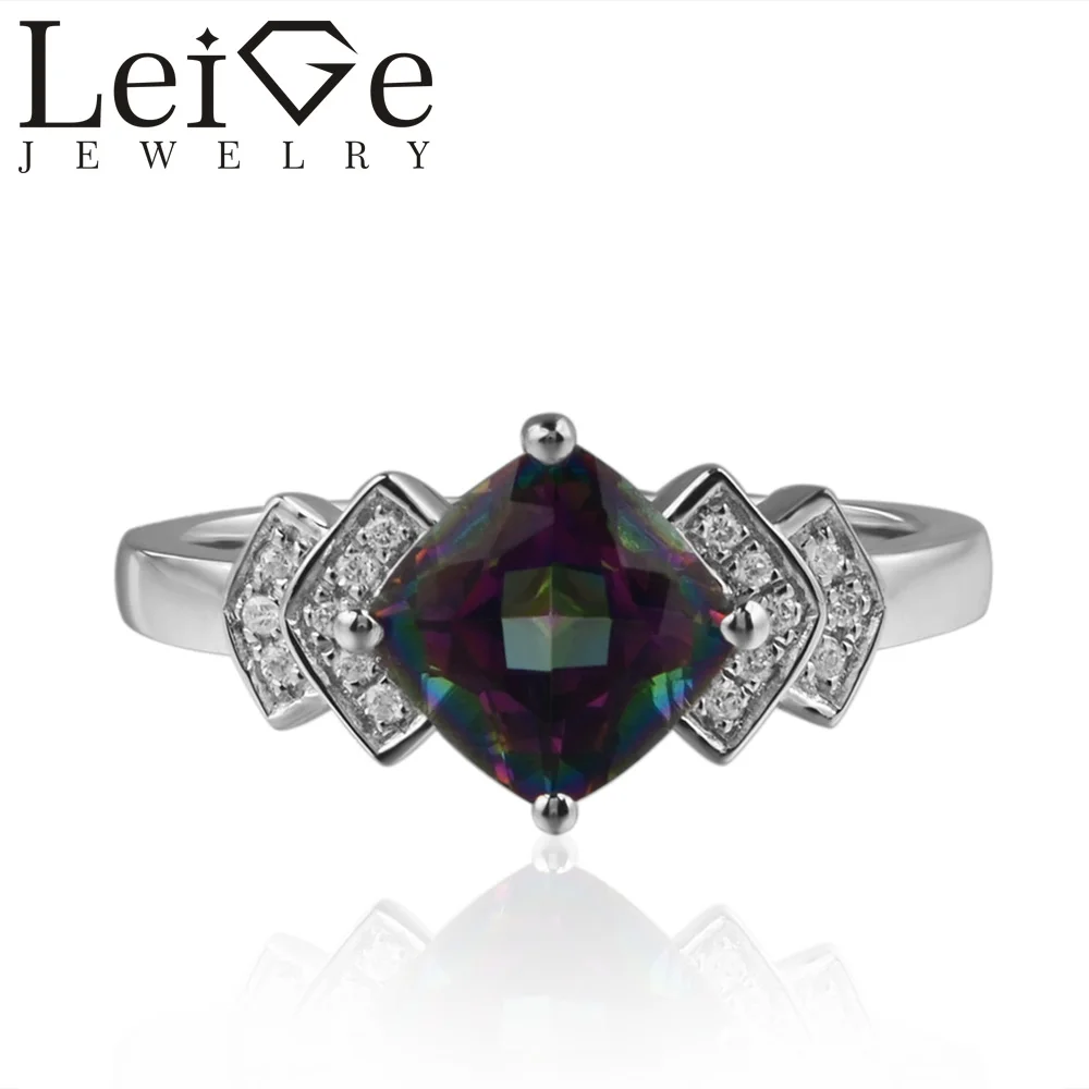 Украшения leige Mystic топазовые кольца Подушка переливающийся драгоценный камень Обручальные кольца для женщин 925 Стерлинговое Серебро романт... Украшения leige Mystic топазовые кольца Подушка переливающийся драгоценный камень Обручальные кольца для женщин 925 Стерлинговое Серебро романт...