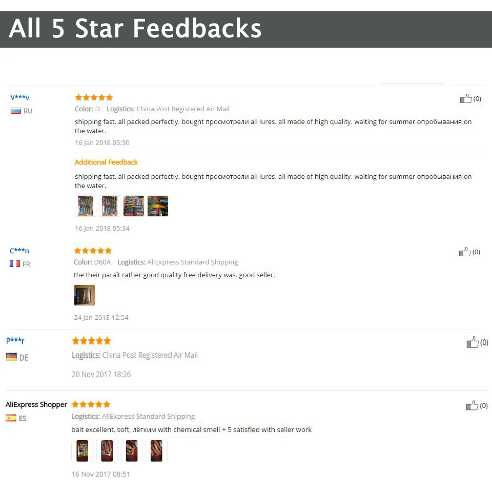 feedbacks of fishing lure